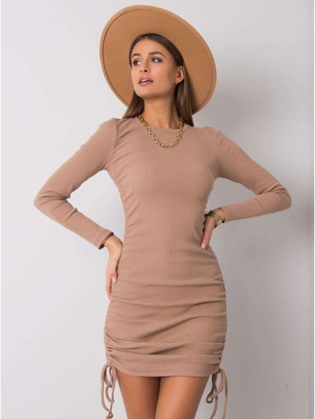 Sukienka-RV-SK-6009.15X-ciemny bezowy