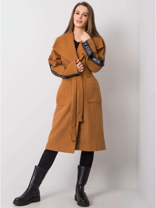 Płaszcz-LK-PL-508316.95P-jasny brązowy Płaszcz-LK-PL-508316.95P-jasny brązowy