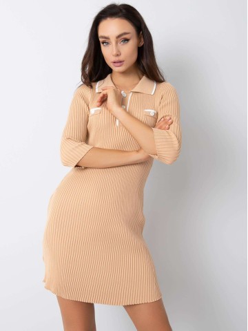 Sukienka-269-SK-5602.71P-camelowy 2