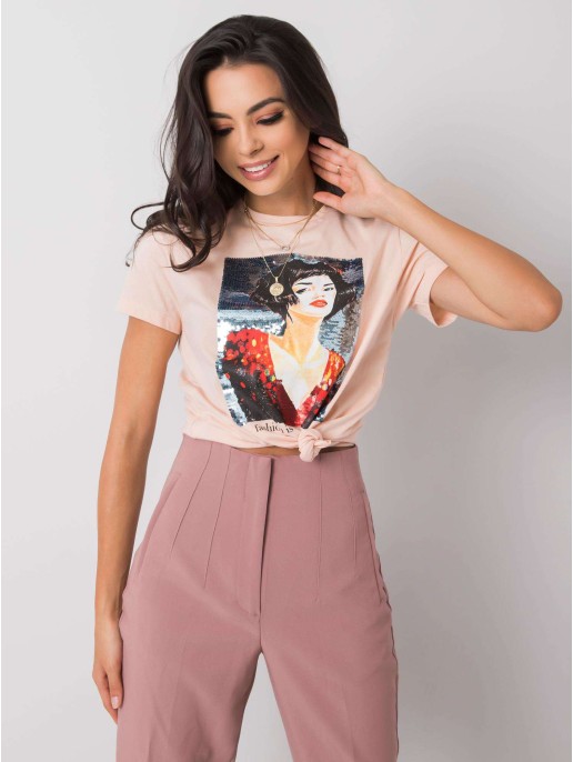 T-shirt-PM-TS-SS21TX04.31-łososiowy T-shirt-PM-TS-SS21TX04.31-łososiowy
