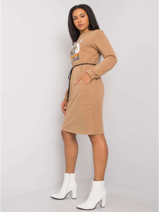 Suknelė-LK-SK-508299.30-camelowy Suknelė-LK-SK-508299.30-camelowy