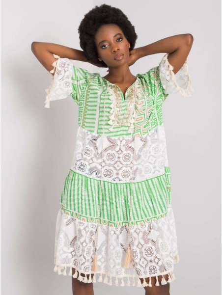 Sukienka-DHJ-SK-13567.41P-biało-zielony