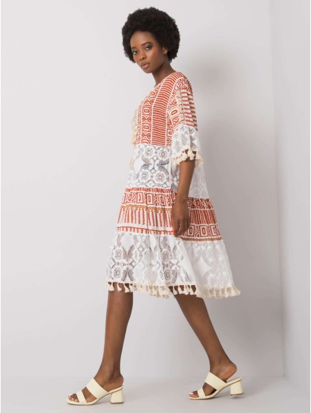 Sukienka-DHJ-SK-13567.41P-ciemny pomarańczowy