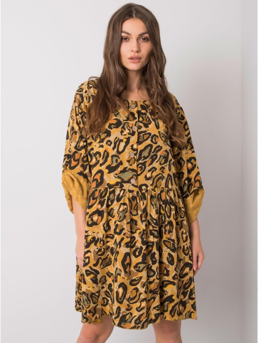 Sukienka-DHJ-SK-21464.99-ciemny żółty Sukienka-DHJ-SK-21464.99-ciemny żółty