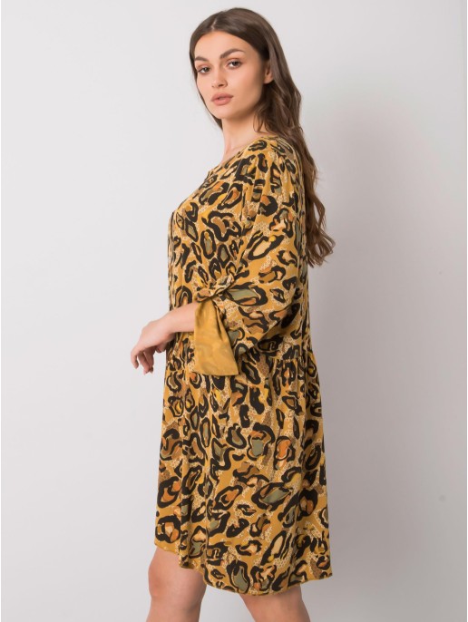 Sukienka-DHJ-SK-21464.99-ciemny żółty Sukienka-DHJ-SK-21464.99-ciemny żółty