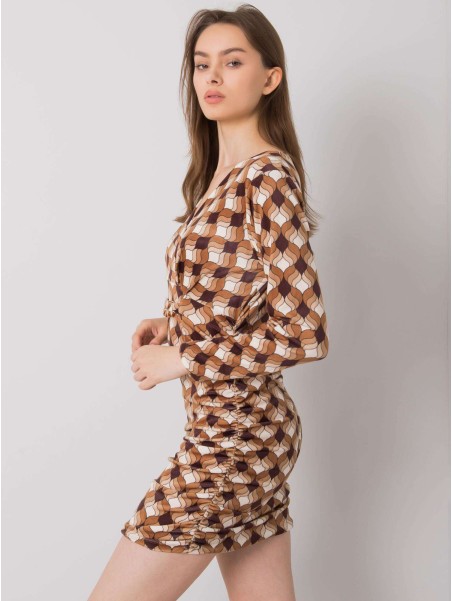 Sukienka-DHJ-SK-12695.26P-jasny brązowy