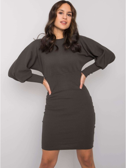 Sukienka-RV-SK-6079.65-ciemny khaki Sukienka-RV-SK-6079.65-ciemny khaki