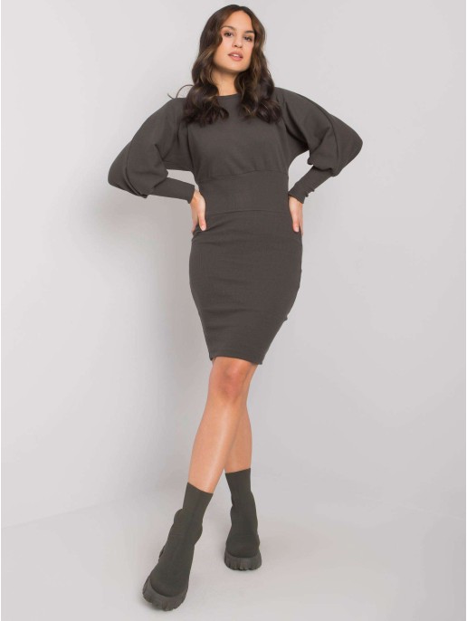 Sukienka-RV-SK-6079.65-ciemny khaki Sukienka-RV-SK-6079.65-ciemny khaki