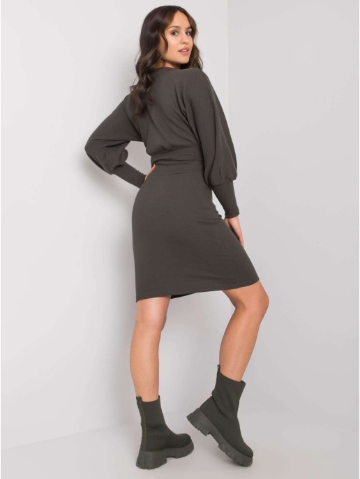 Sukienka-RV-SK-6079.65-ciemny khaki Sukienka-RV-SK-6079.65-ciemny khaki
