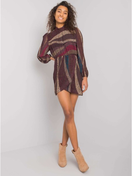 Sukienka-DHJ-SK-15265.90-brązowy