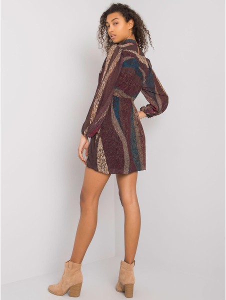 Sukienka-DHJ-SK-15265.90-brązowy