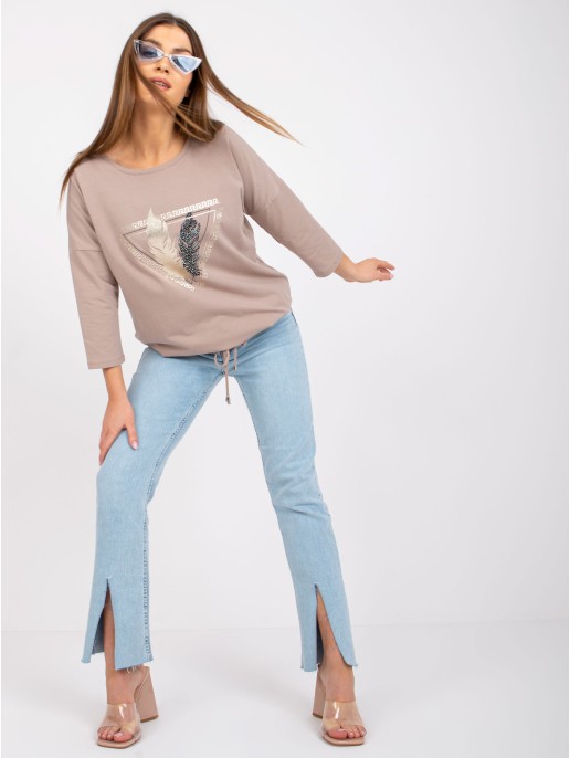 Bluzka-RV-BZ-0224.42-ciemny bezowy Bluzka-RV-BZ-0224.42-ciemny bezowy