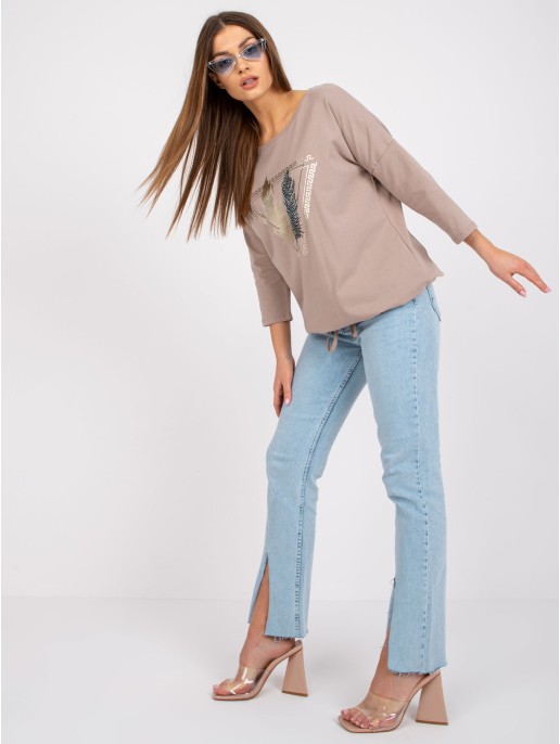 Bluzka-RV-BZ-0224.42-ciemny bezowy Bluzka-RV-BZ-0224.42-ciemny bezowy