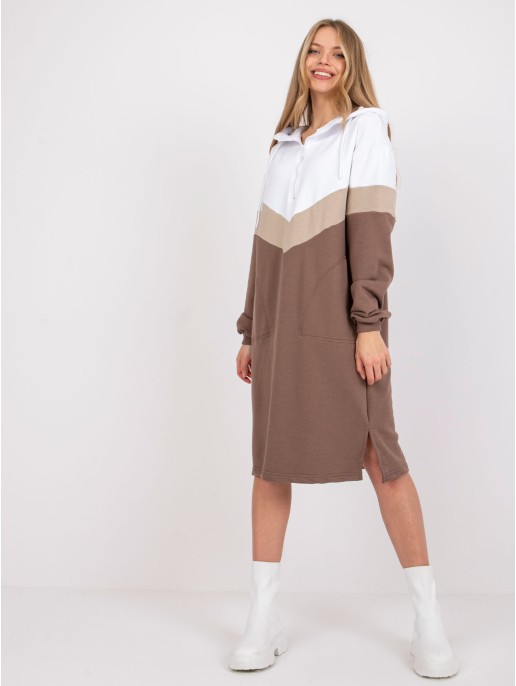 Suknelė-RV-SK-7462.00-balta-ruda Suknelė-RV-SK-7462.00-balta-ruda