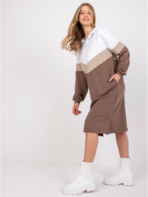 Suknelė-RV-SK-7462.00-balta-ruda Suknelė-RV-SK-7462.00-balta-ruda