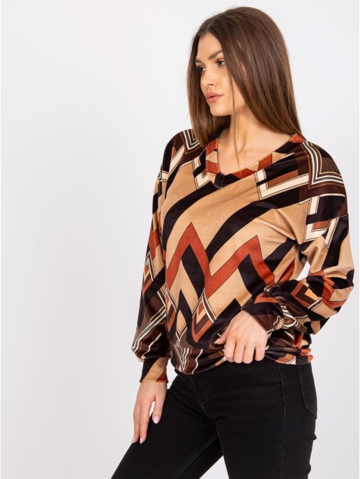 Bluzka-DHJ-BZ-6033-1.49P-czarno-beżowy Bluzka-DHJ-BZ-6033-1.49P-czarno-beżowy