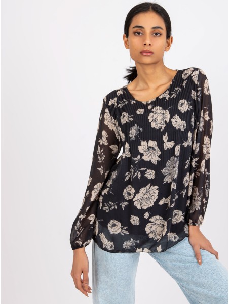 Bluzka-DHJ-BZ-8643-1.37P-czarno-beżowy