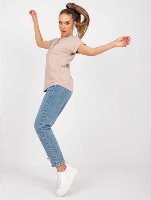 T-shirt-RV-TS-7666.19-beżowy T-shirt-RV-TS-7666.19-beżowy