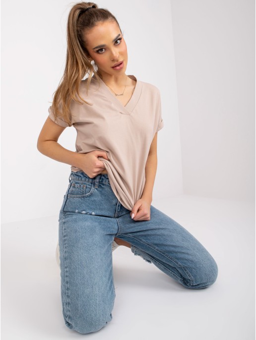 T-shirt-RV-TS-7666.19-beżowy T-shirt-RV-TS-7666.19-beżowy