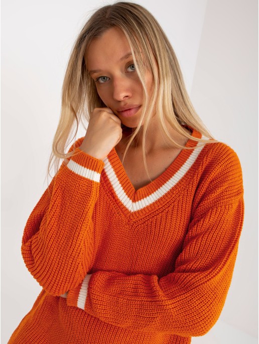 Sweter-LC-SW-8023.55P-ciemny pomarańczowy