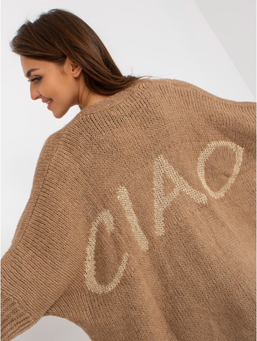 Kardiganas-TW-SW-BI-M2201.87-tamsiai smėlio spalvos