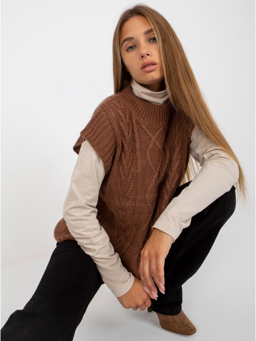 Kamizelka-D90027W90785B2-brązowy Kamizelka-D90027W90785B2-brązowy