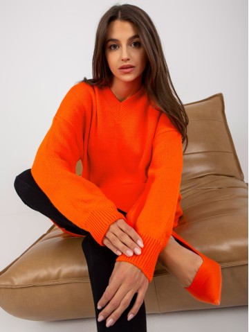 Sweter-LC-SW-0341.38P-pomarańczowy