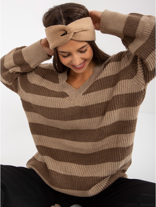 Sweter-LC-SW-8030.29P-ciemny bezowy Sweter-LC-SW-8030.29P-ciemny bezowy