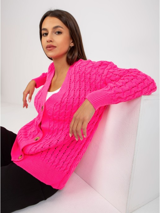 Sweter-LC-SW-8036.74P-fluo różowy