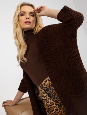 Kardigan-LO-SW-LK-3002.98P-ciemny brązowy 2