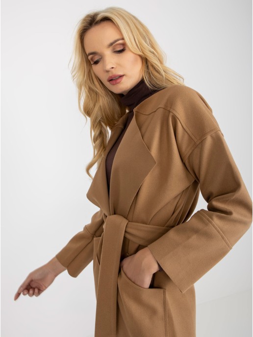 Płaszcz-TW-PL-BE-M125.21-camelowy Płaszcz-TW-PL-BE-M125.21-camelowy