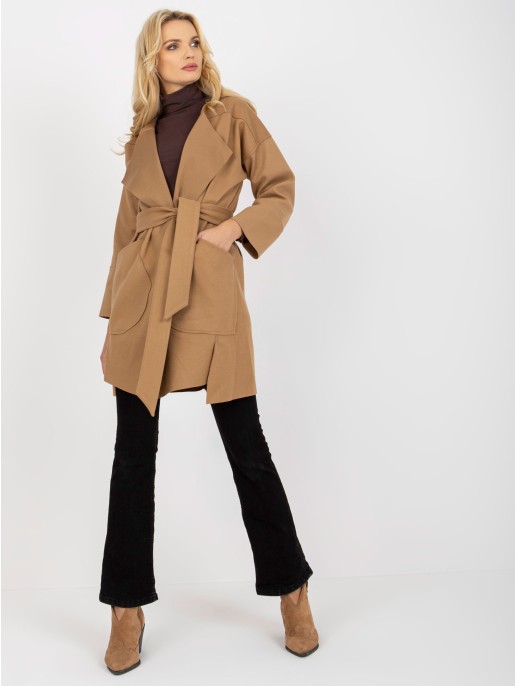 Płaszcz-TW-PL-BE-M125.21-camelowy Płaszcz-TW-PL-BE-M125.21-camelowy