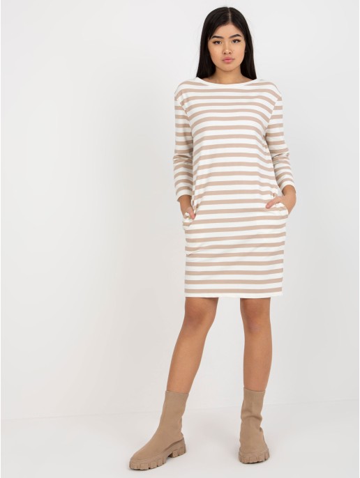 Suknelė-LO-SK-LK-230.65-balta-smėlio spalvos Suknelė-LO-SK-LK-230.65-balta-smėlio spalvos