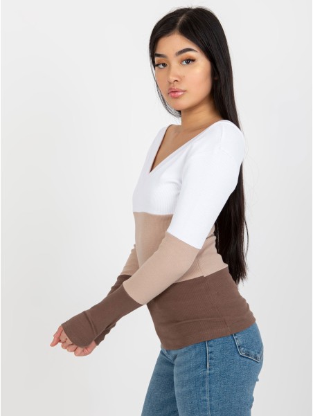 Bluzka-RV-BZ-8429.18P-biało-brązowy