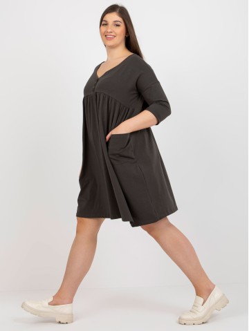 Sukienka-RV-SK-8529.37P-ciemny khaki