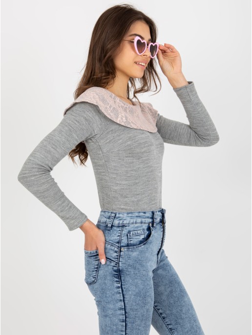 Sweter-LK-SW-506559-2.13-szaro-różowy Sweter-LK-SW-506559-2.13-szaro-różowy