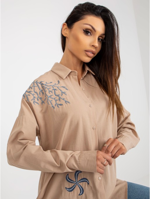 Koszula-TO-KS-7005.34P-beżowy Koszula-TO-KS-7005.34P-beżowy