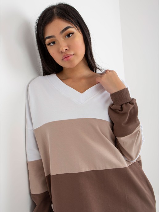 Sukienka-RV-SK-8382.31-biało-brązowy Sukienka-RV-SK-8382.31-biało-brązowy