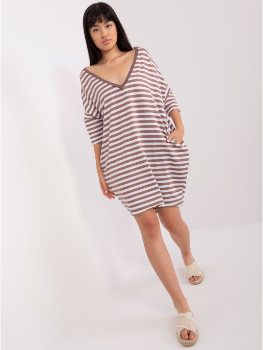 Tunika-EM-TU-890.13-biało-brązowy Tunika-EM-TU-890.13-biało-brązowy