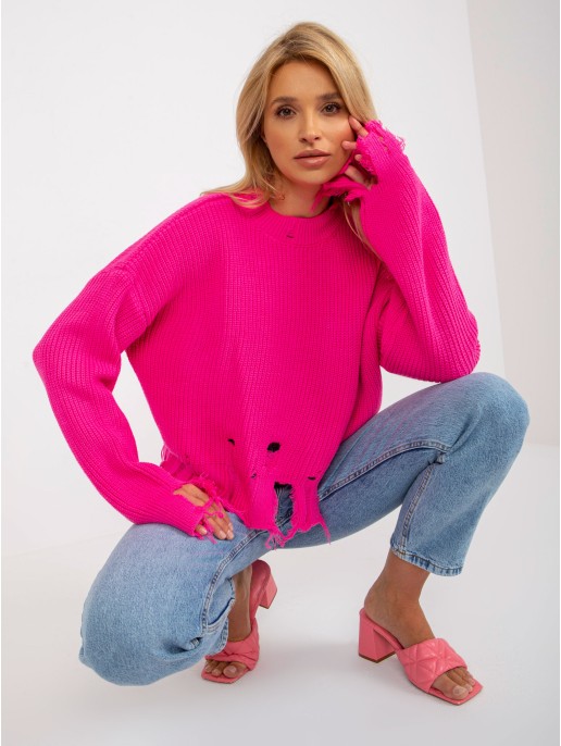 Sweter-LC-SW-0373.95P-fluo różowy