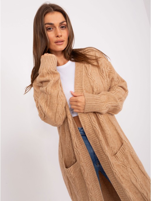 Kardigan-AT-SW-2395.30-camelowy Kardigan-AT-SW-2395.30-camelowy