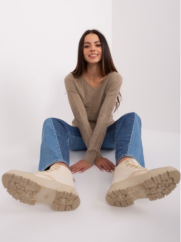 Sweter-AT-SW-2329.98P-ciemny bezowy
