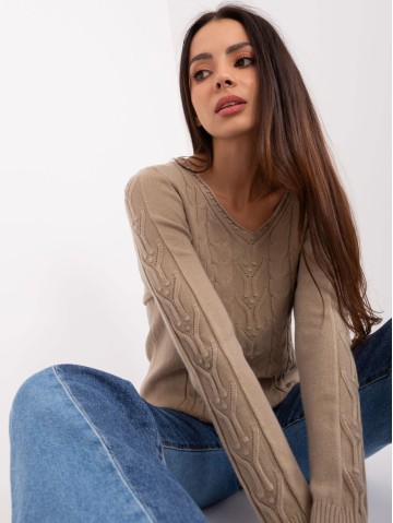 Sweter-AT-SW-2329.98P-ciemny bezowy 2
