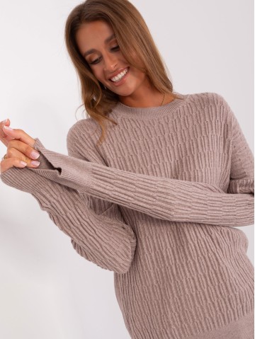 Sweter-AT-SW-2338.14P-ciemny bezowy