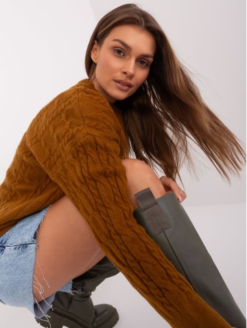 Sweter-AT-SW-2335-1.68P-jasny brązowy 2