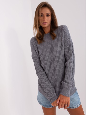 Sweter-AT-SW-2338.14P-ciemny szary 2
