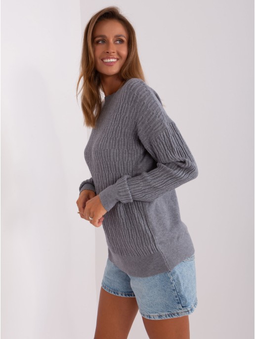 Sweter-AT-SW-2338.14P-ciemny szary