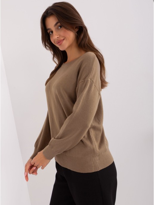 Sweter-AT-SW-2325.95P-ciemny bezowy