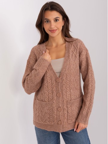 Sweter-AT-SW-2358.31-jasny brązowy 2