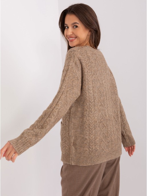 Sweter-AT-SW-2358.31-ciemny bezowy Sweter-AT-SW-2358.31-ciemny bezowy